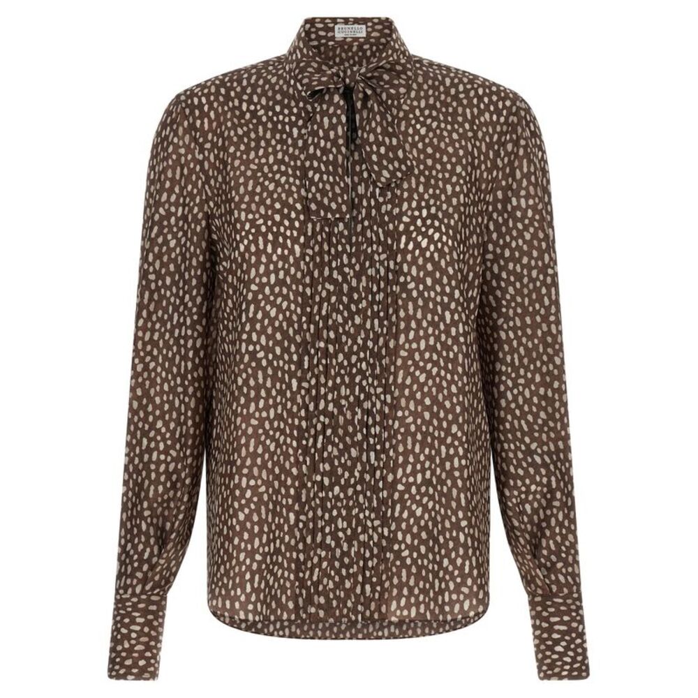 Brunello Cucinelli Women's Lavallière Collar Shirt